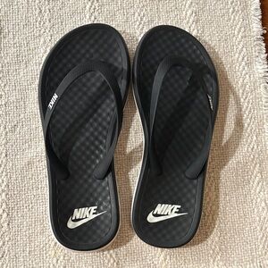 Nike Black Sandals with White Logo